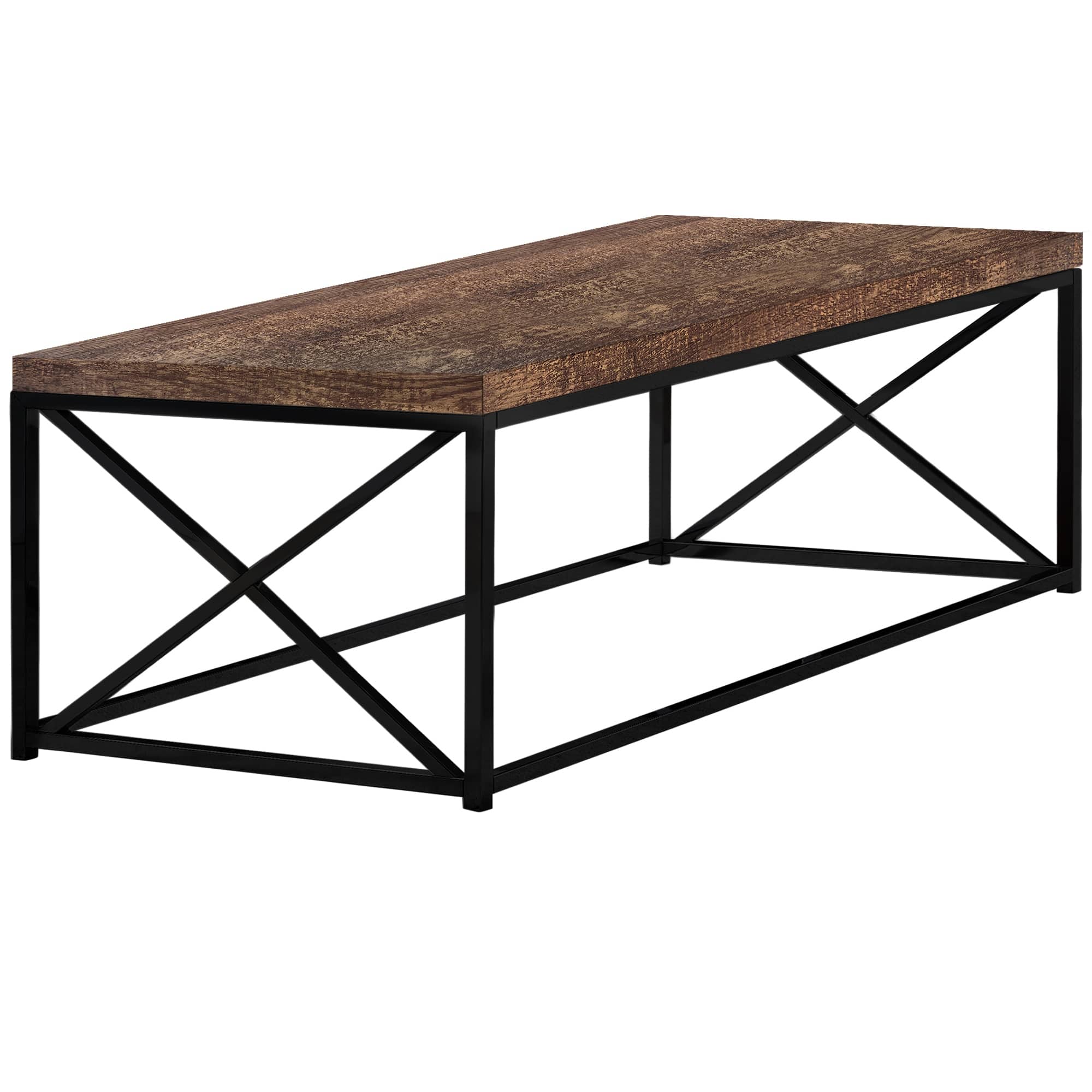 17" Reclaimed Wood Particle Board and Black Metal Coffee Table 22" W